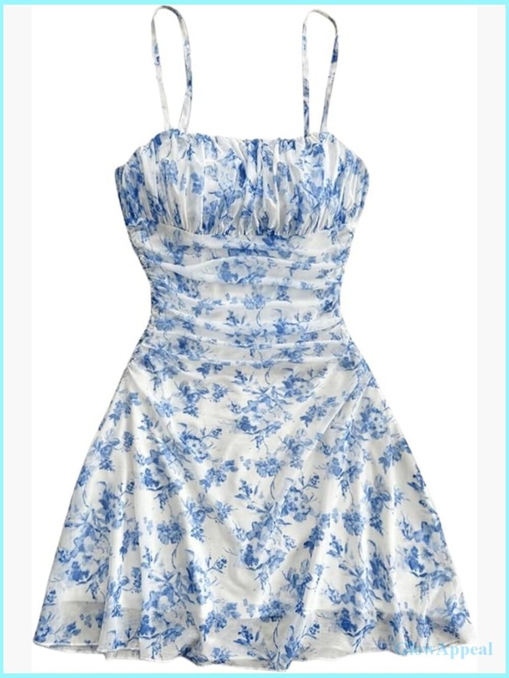 Women's Floral Ruched Cami Mini Dress